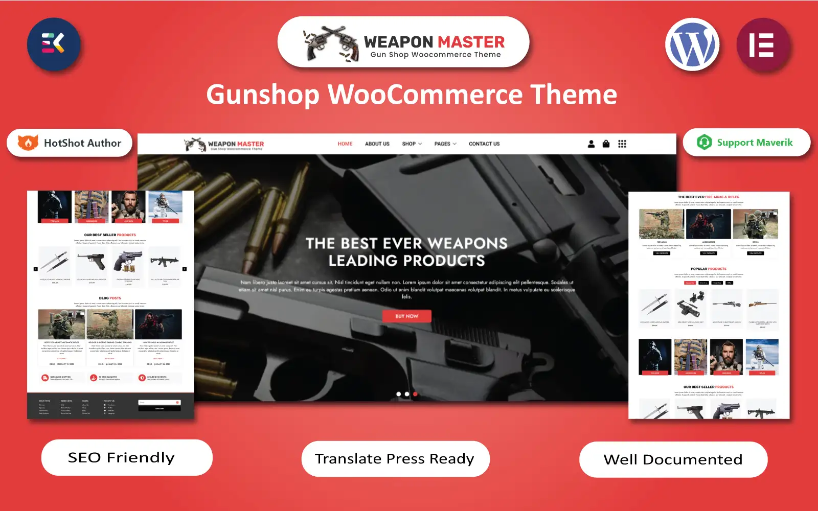Weapon Master – Guns & Shooting WooCommerce Elementor Template WooCommerce Theme