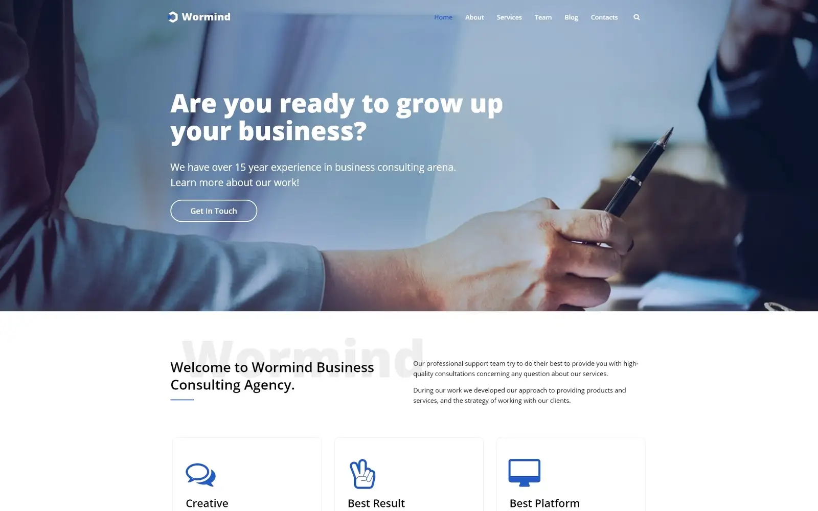 Wormind – Business Multipurpose Classic WordPress Elementor Theme WordPress Theme