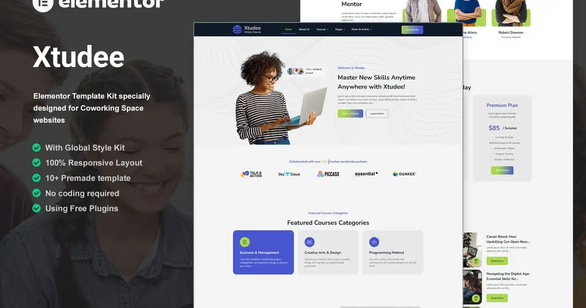 Xtudee – Online Course Elementor Template Kit