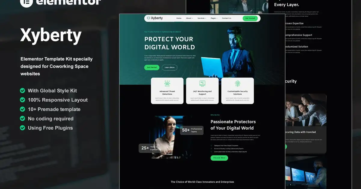 Xyberty – Cyber Security Elementor Template Kit