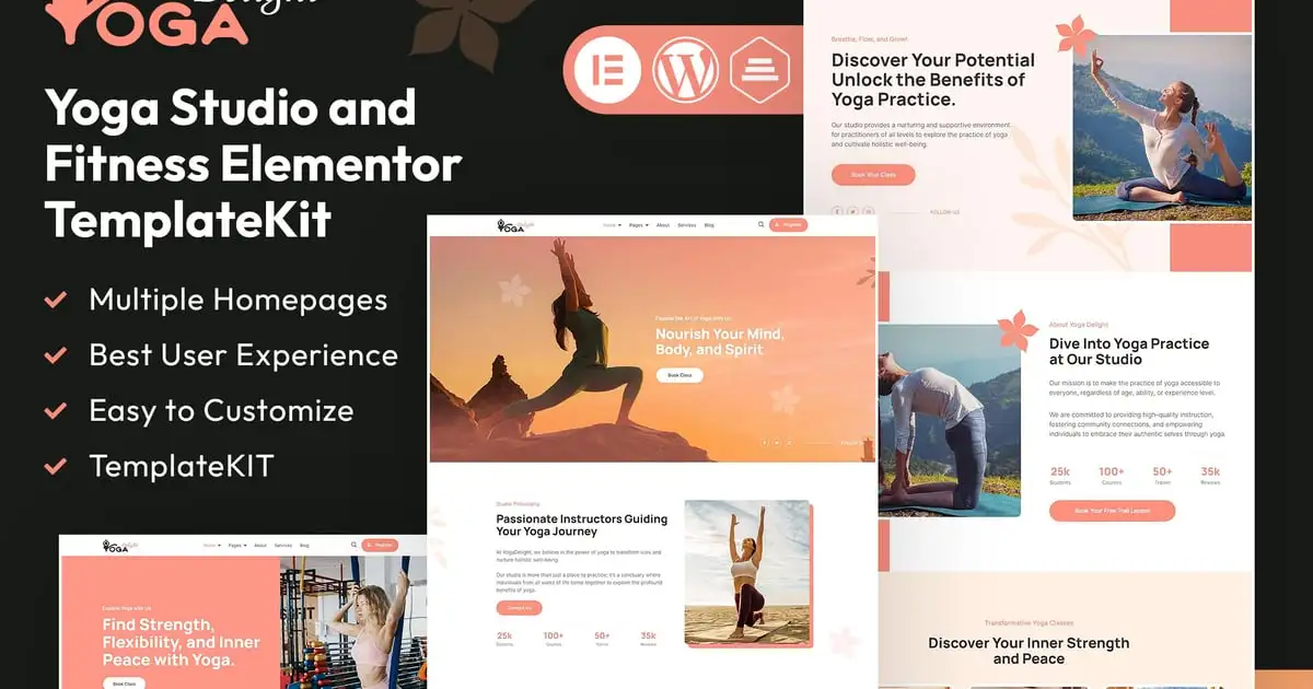 Yoga Delight – Yoga Studio & Fitness Elementor Template Kit