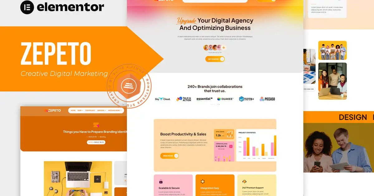 Zepeto – Creative Digital Marketing Elementor Template Kit