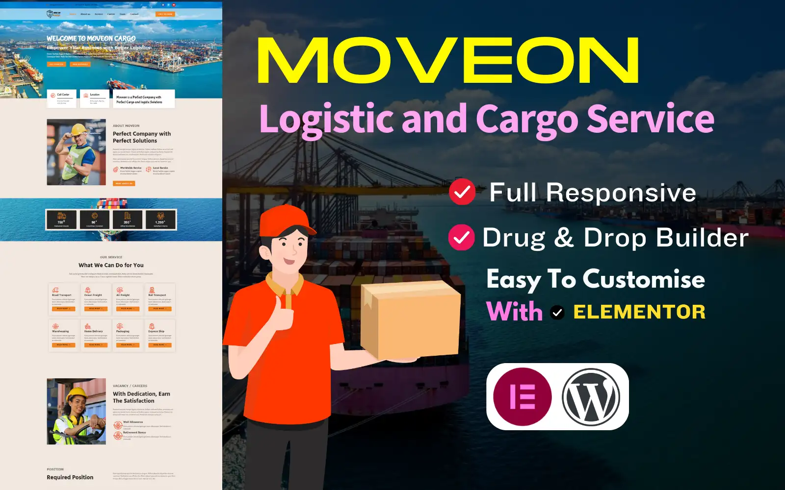 Moveon Logistic and Cargo Service WordPress Theme WordPress Theme