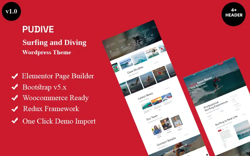 Pudive – Surfing & Diving WordPress Theme WordPress Theme