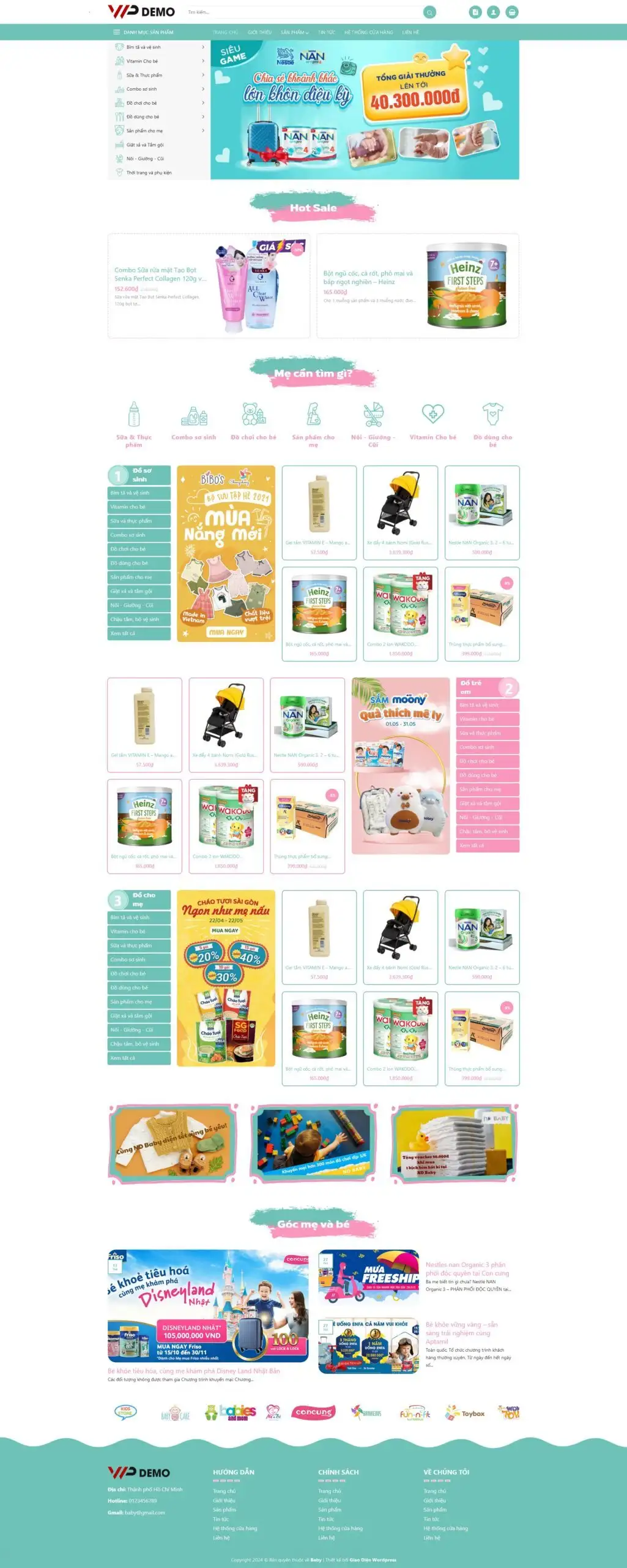 Mẫu Website Đồ Mẹ Và Bé - Shop Online - Cài Đặt Sẵn