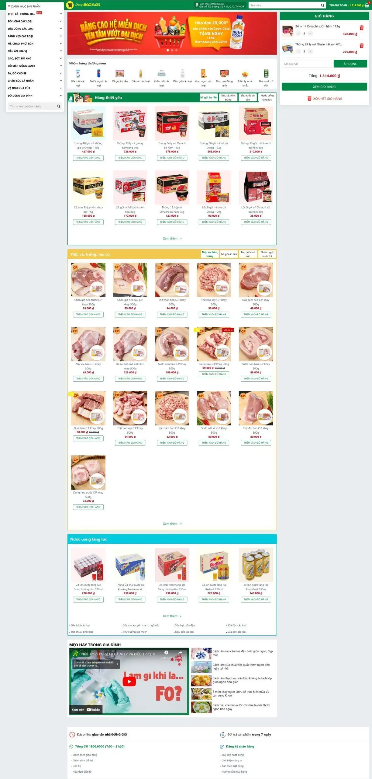 Mẫu Website Shop Bách Hóa - Shop Online - Cài Đặt Sẵn