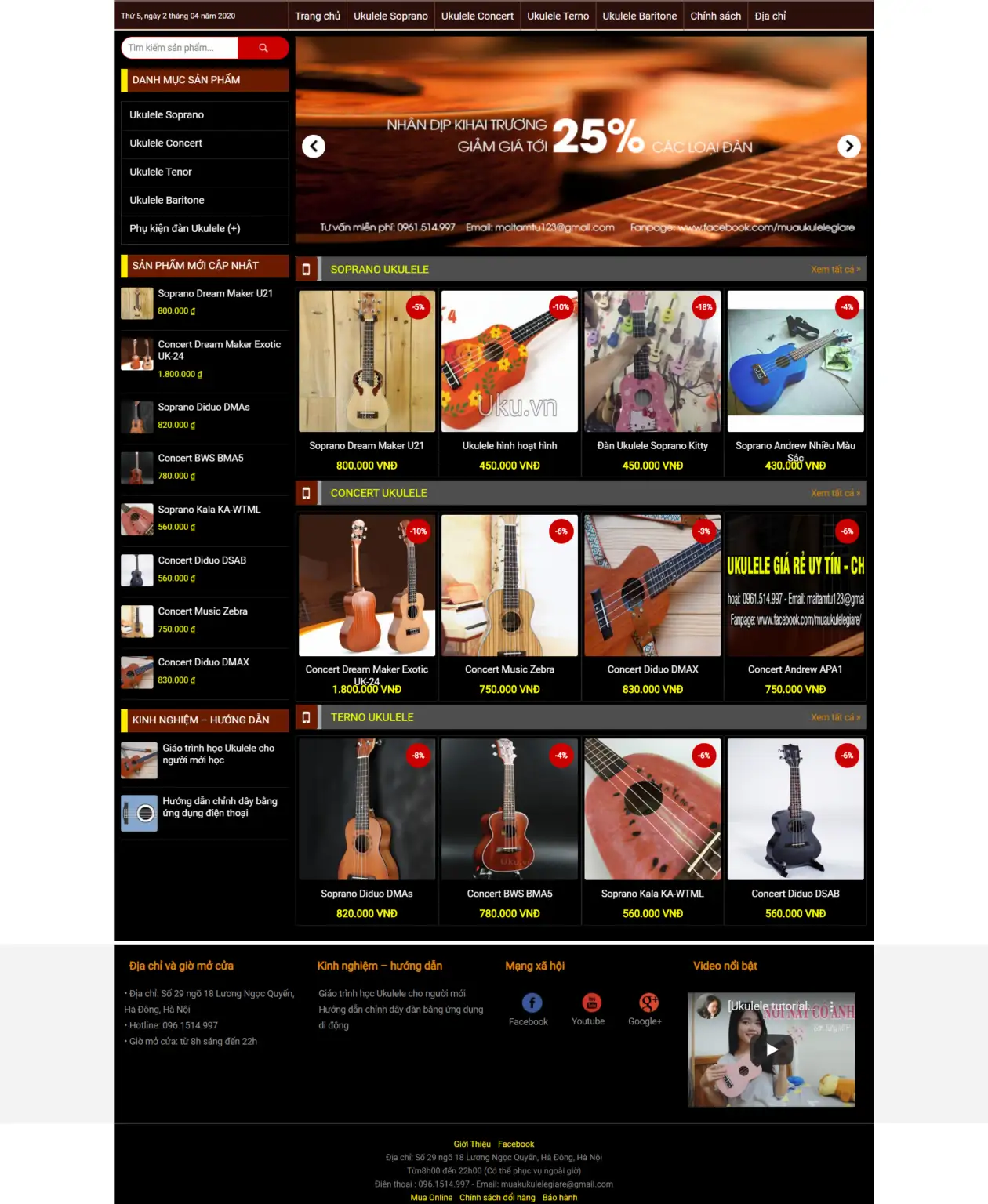 Mẫu Website Bán Đàn Guitar Nhạc Cụ - Shop Online - Cài Đặt Sẵn