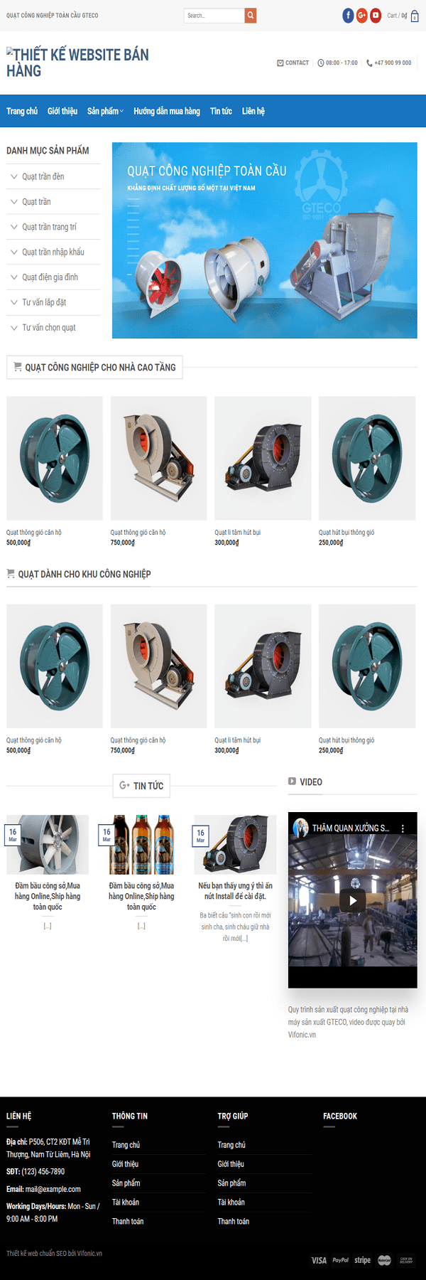 Mẫu Website Bán Quạt Công Nghiệp - Shop Online - Cài Đặt Sẵn