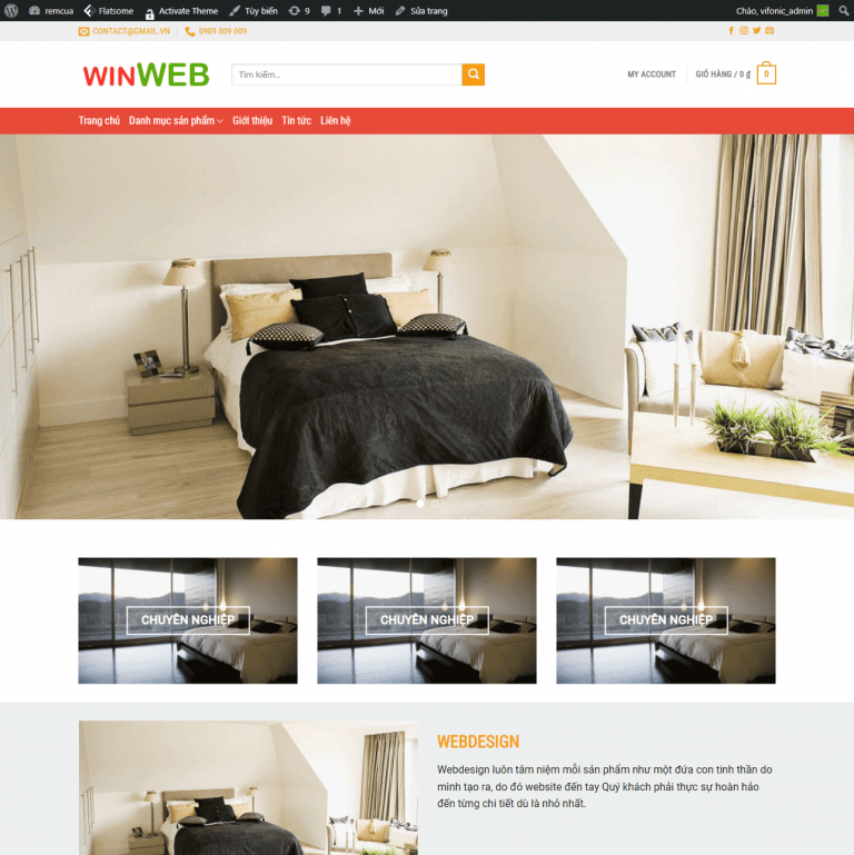 Mẫu Website Bán Rèm Cửa Trang Trí Nội Thất - Shop Online - Cài Đặt Sẵn