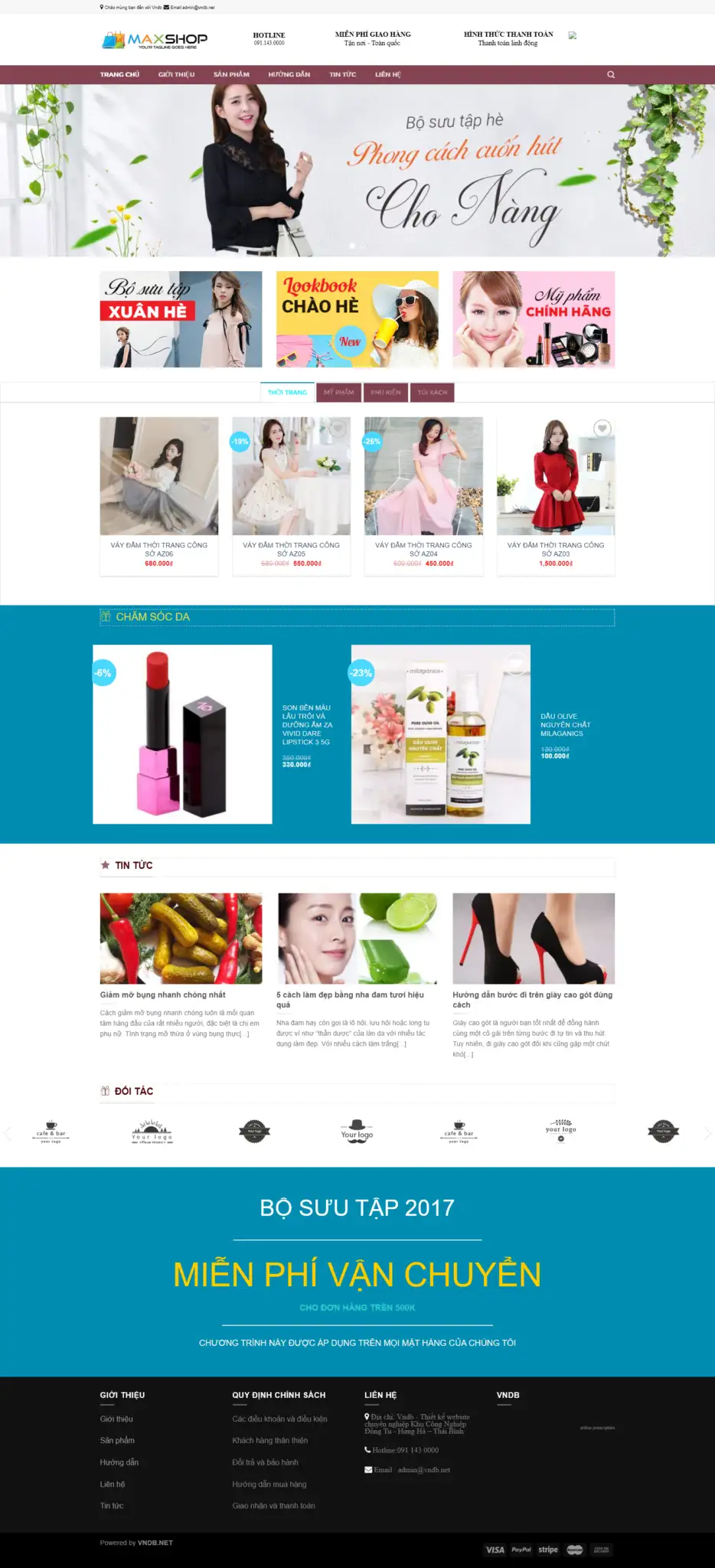 Mẫu Website Thời Trang Trang Điểm Nữ - Shop Online - Cài Đặt Sẵn