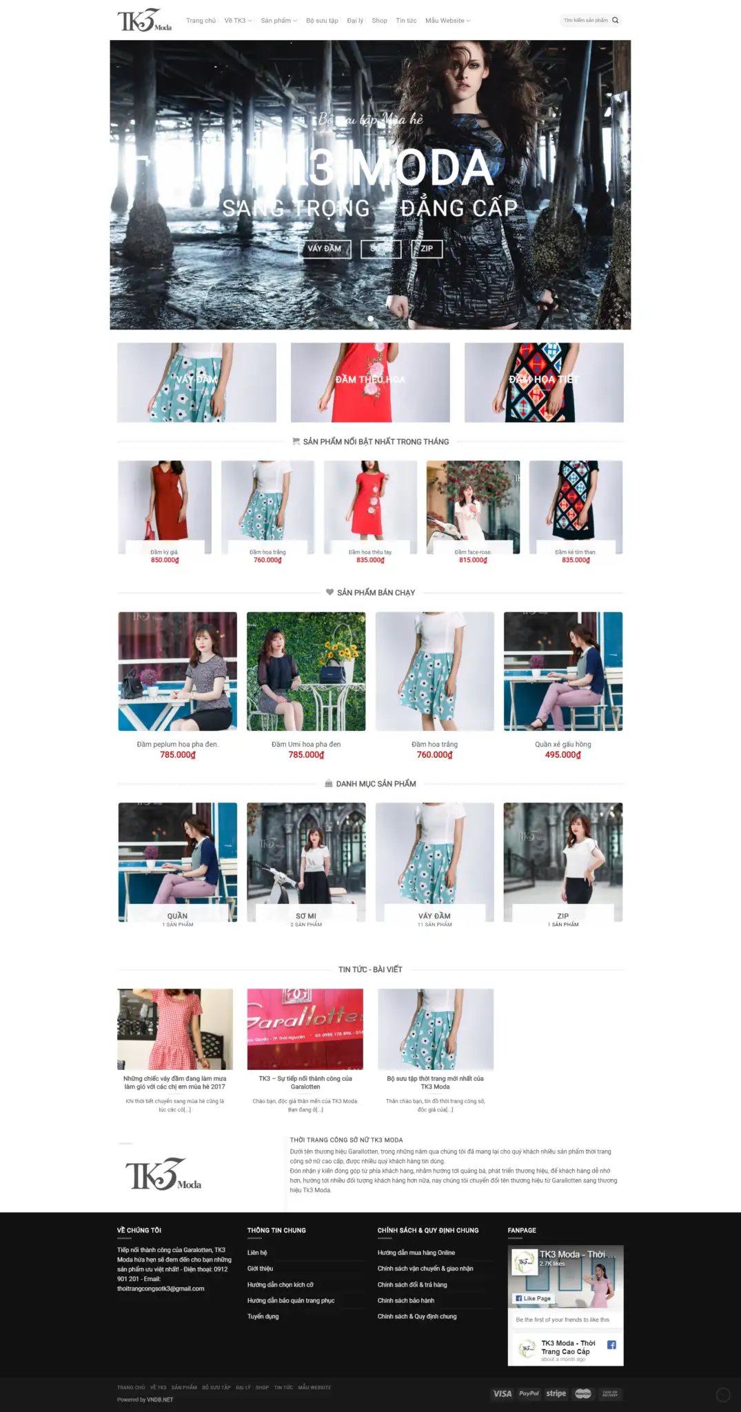 Mẫu Website Thời Trang Quần Áo Váy Nữ - Shop Online - Cài Đặt Sẵn