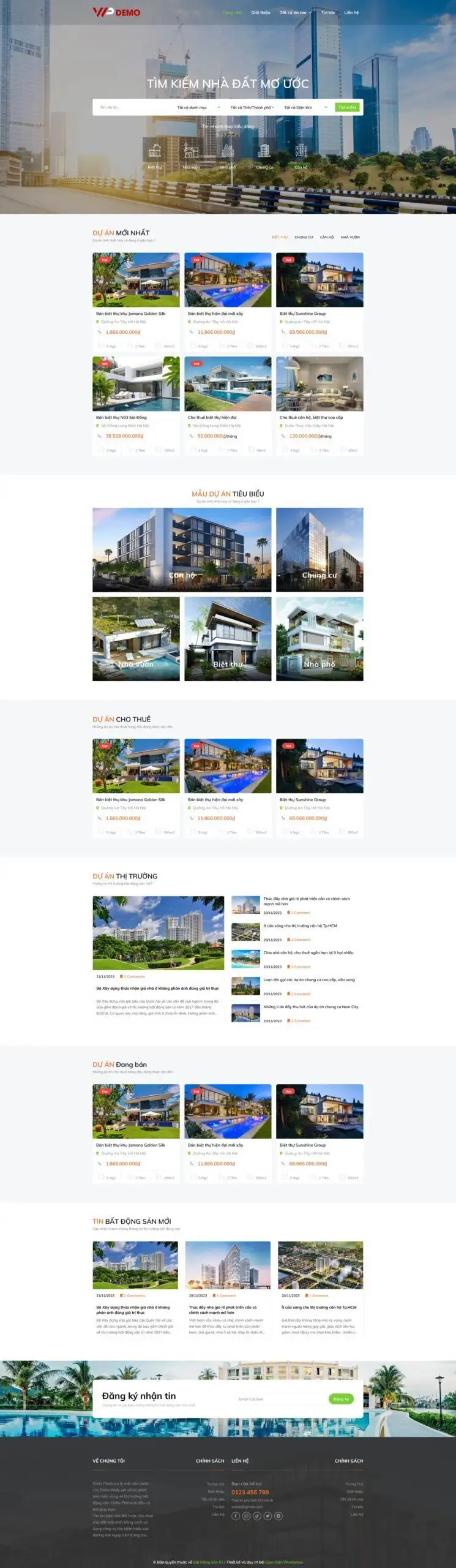 Mẫu Website Bất Động Sản 01 - Mua Bán - Cài Đặt Sẵn