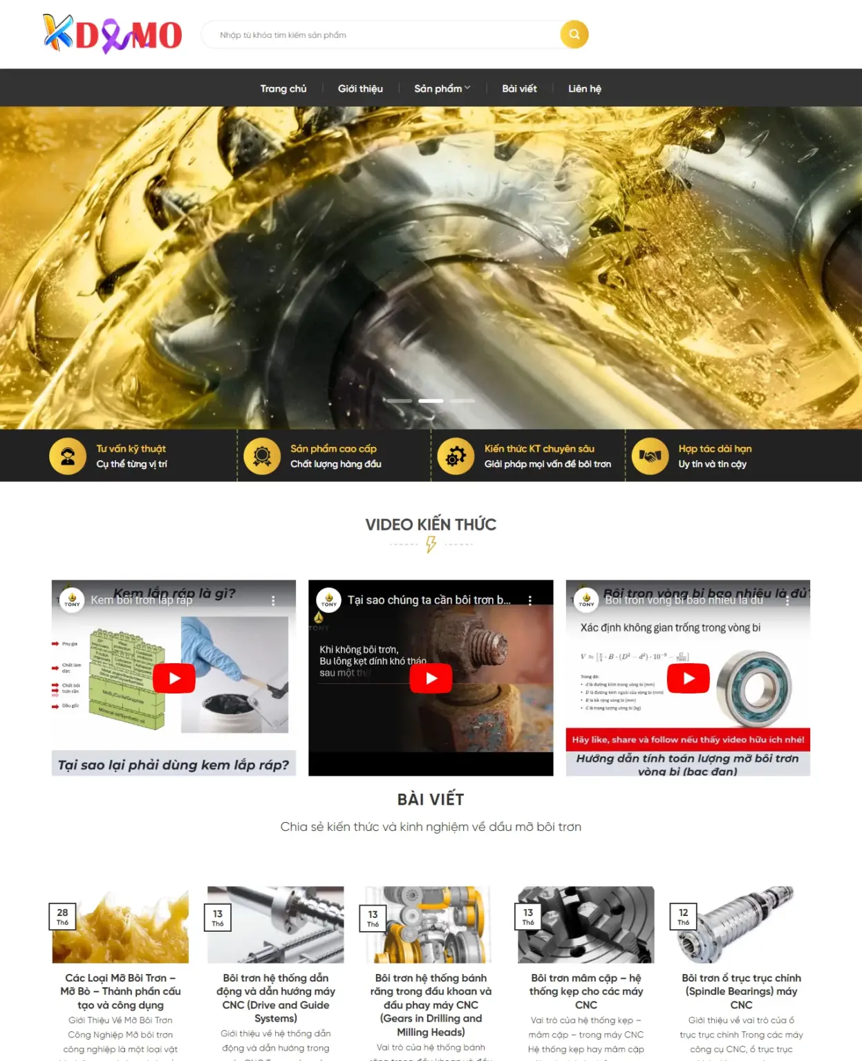 Mẫu Website Chất Bôi Trơn Công Nghiệp - Shop Online - Cài Đặt Sẵn