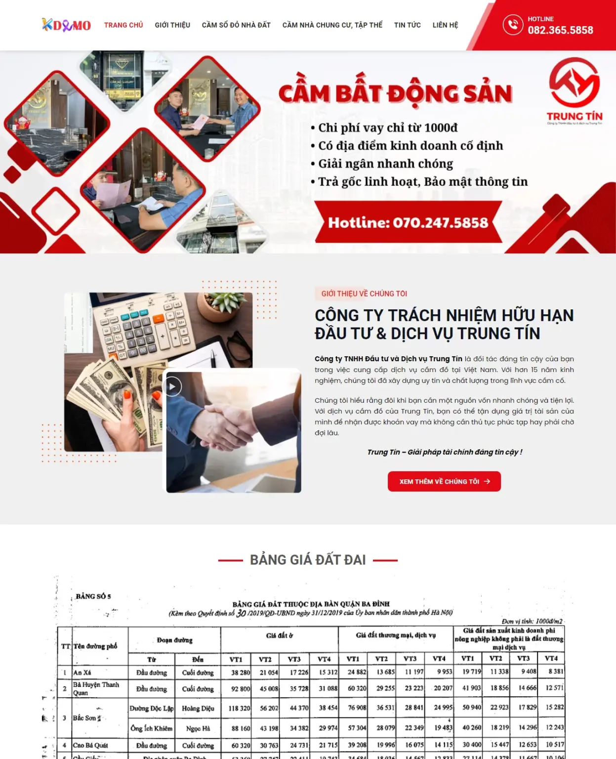 Mẫu Website Dịch Vụ Cầm Cố Sổ Đỏ - Bất Động Sản - Cài Đặt Sẵn