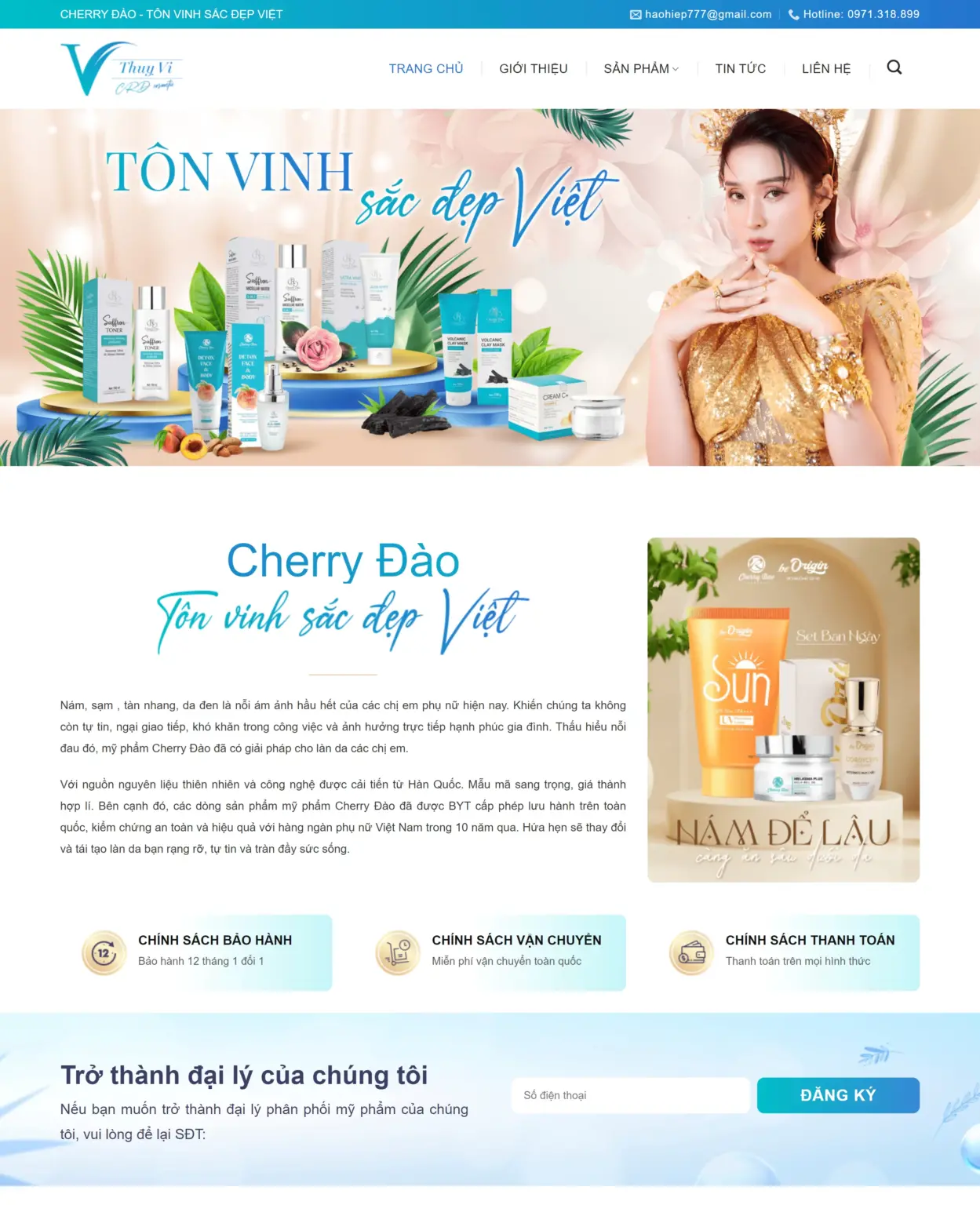 Mẫu Website Mỹ Phẩm Thẩm Mỹ - Shop Online - Cài Đặt Sẵn