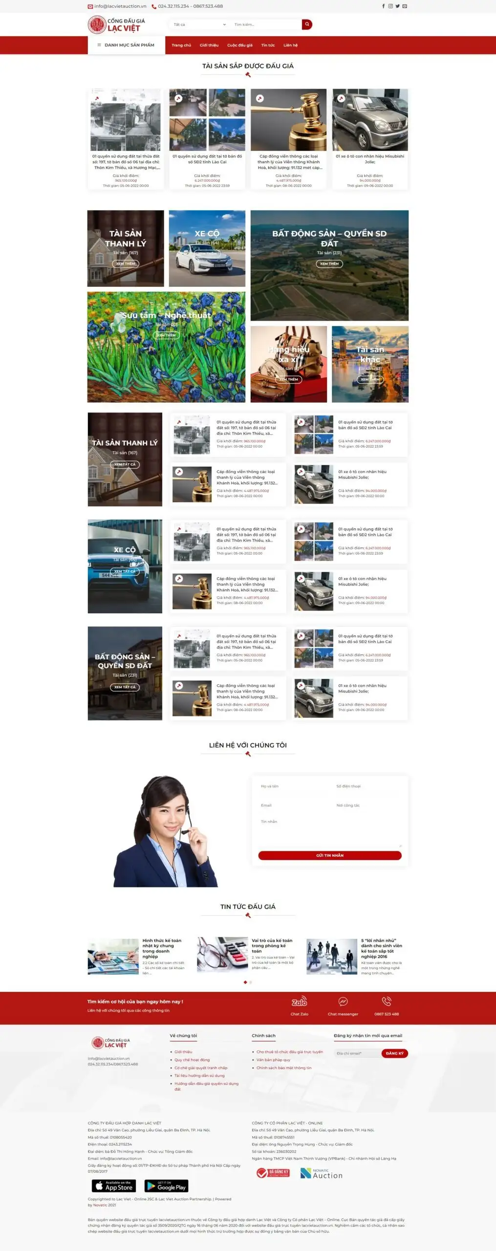 Mẫu Website Dịch Vụ Đấu Giá Tài Sản - Cài Đặt Sẵn
