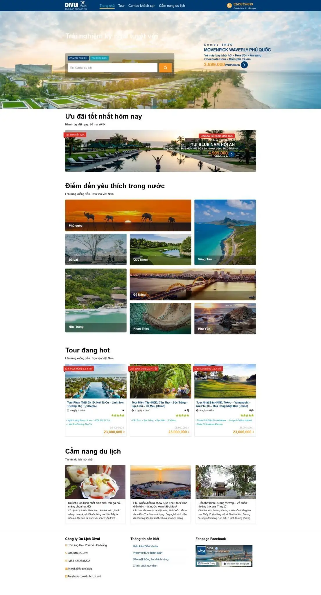 Mẫu Website Dịch Vụ Tour Du Lịch 05 - Cài Đặt Sẵn