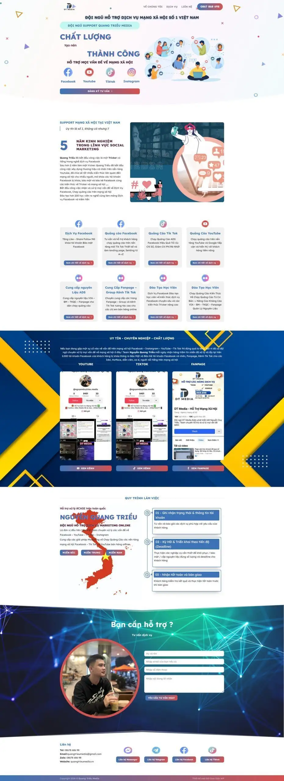 Mẫu Website Dịch Vụ Mạng Xã Hội - Marketing Online - Cài Đặt Sẵn