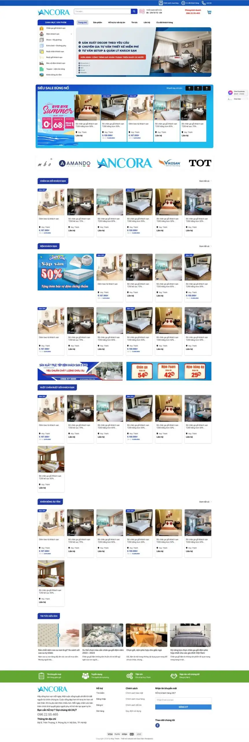 Mẫu Website Bán Chăn Ga Gối Nệm - Shop Online - Cài Đặt Sẵn