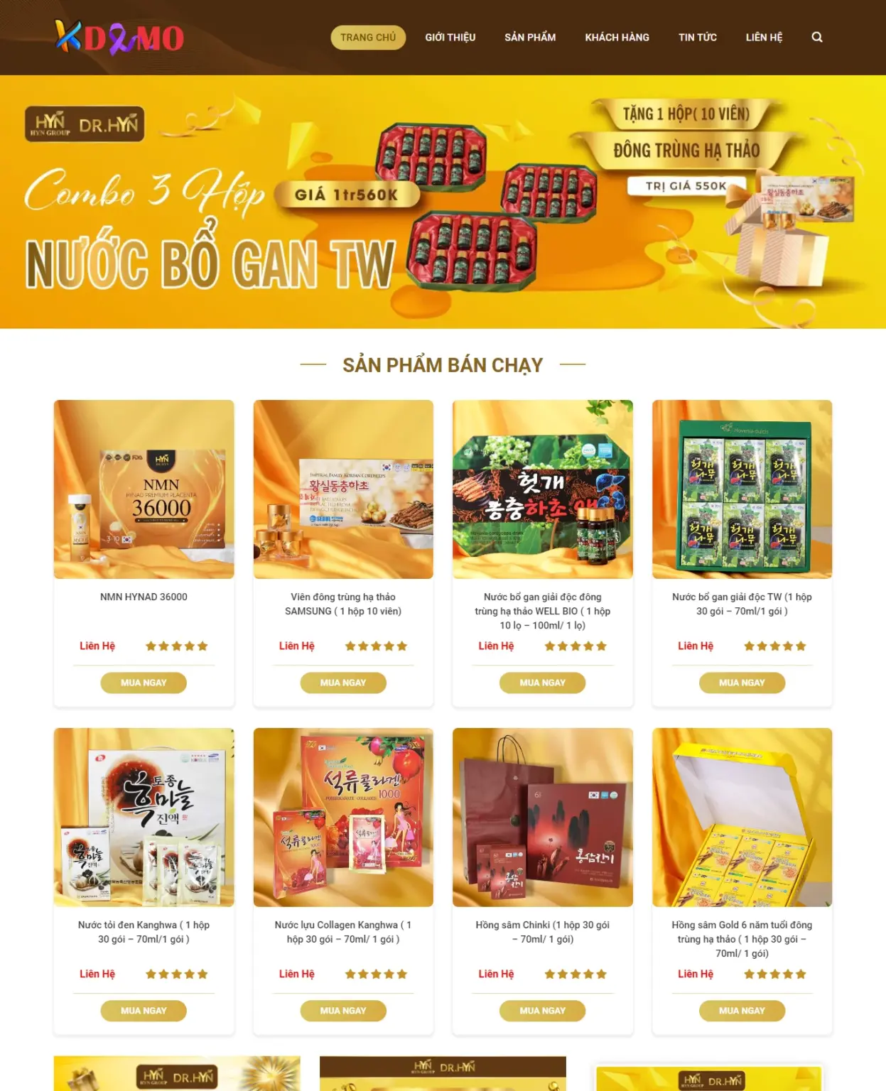 Mẫu Website Đông Trùng Hạ Thảo - Shop Online - Cài Đặt Sẵn