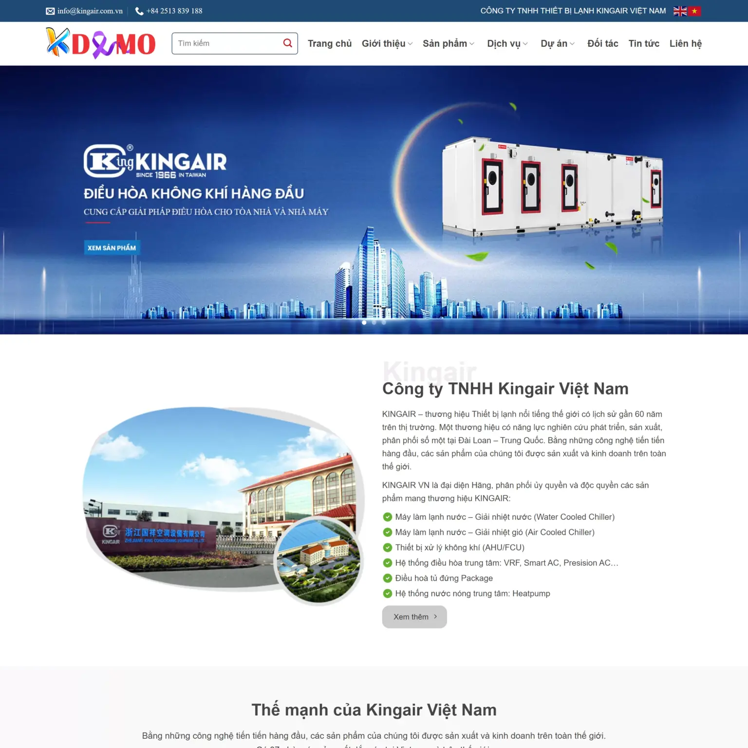 Mẫu Website Máy Lạnh Công Nghiệp - Shop Online - Cài Đặt Sẵn