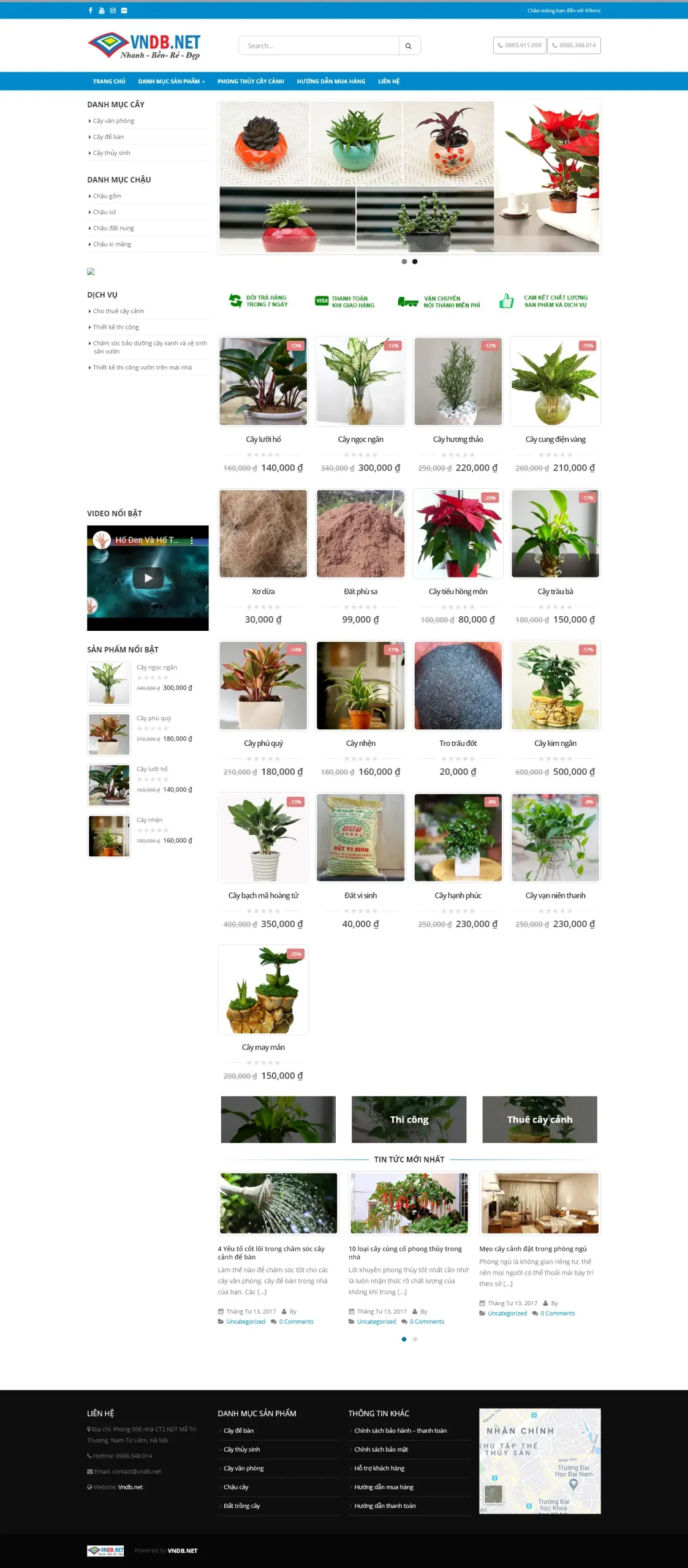 Mẫu Website Bán Cây Cảnh Nội Thất - Shop Online - Cài Đặt Sẵn