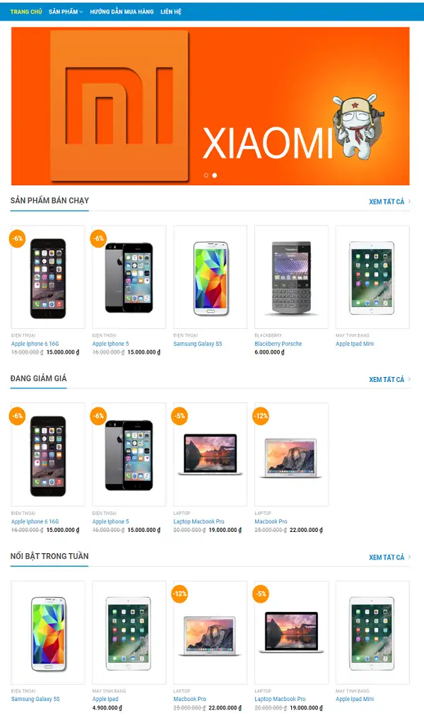 Mẫu Website Bán Đồ Công Nghệ - Shop Online - Cài Đặt Sẵn