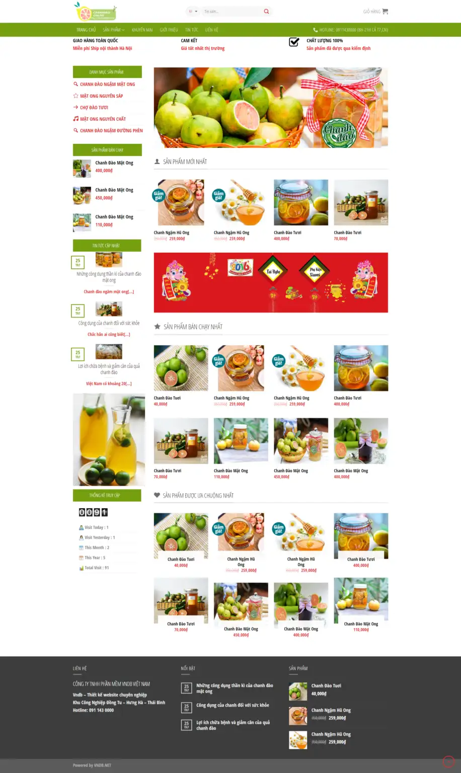 Mẫu Website Bán Đặc Sản Nhà Làm - Shop Online - Cài Đặt Sẵn
