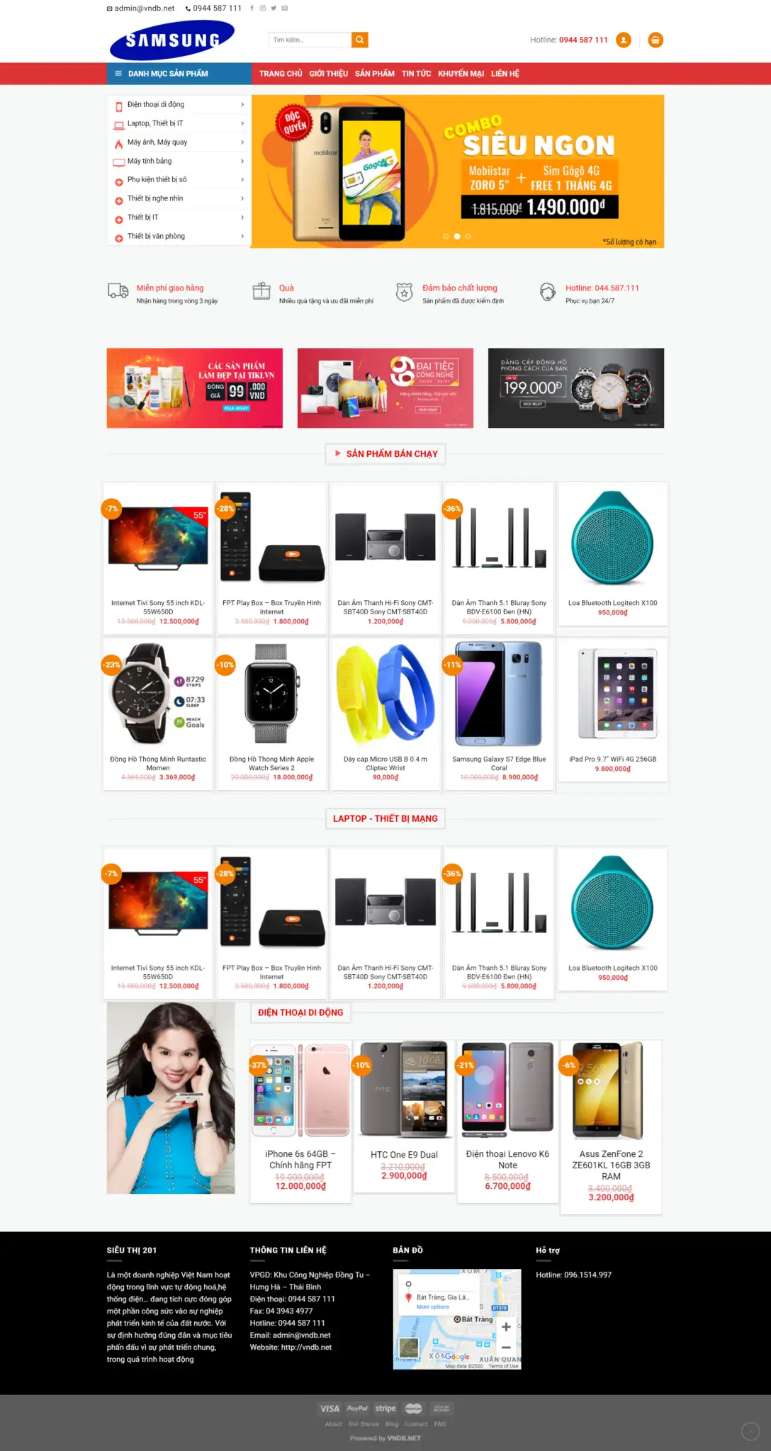 Mẫu Website Bán Điện Thoại Công Nghệ - Shop Online - Cài Đặt Sẵn