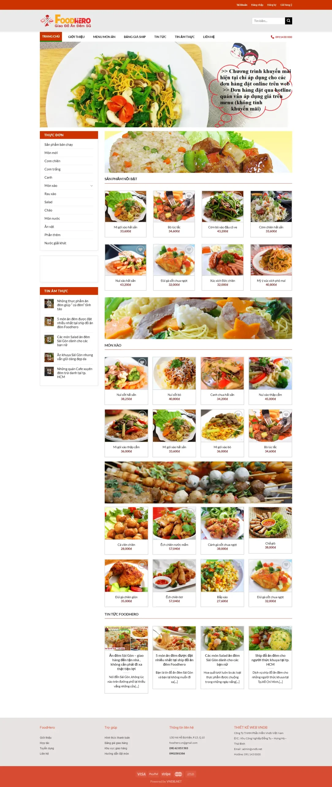 Mẫu Website Bán Đồ Ăn Xuất Cơm Online - Shop Online - Cài Đặt Sẵn
