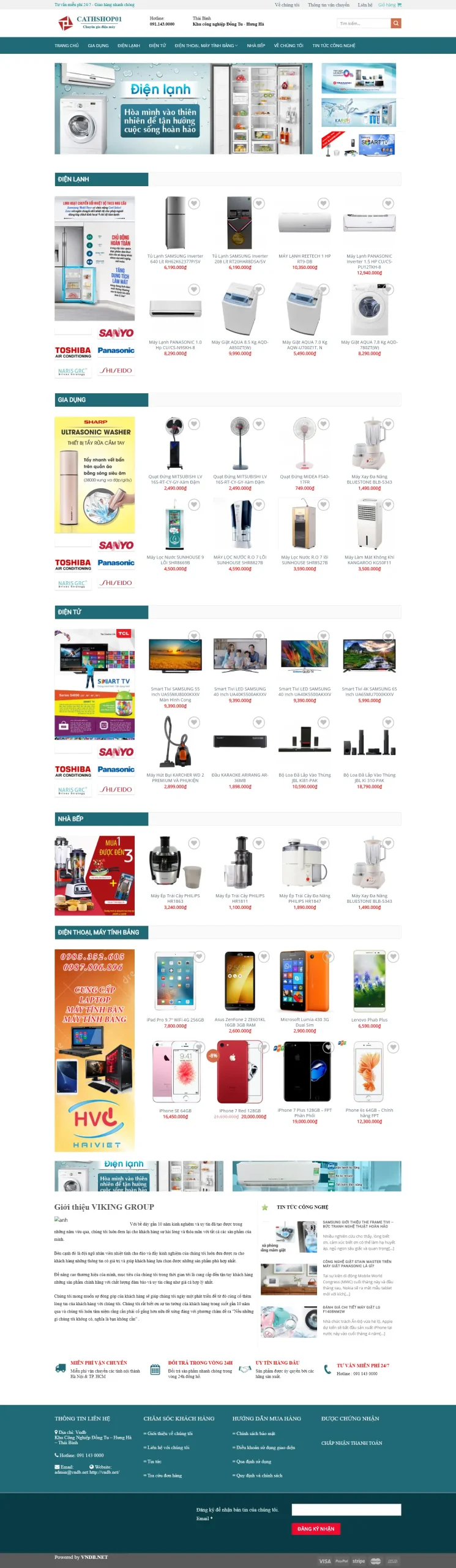 Mẫu Website Bán Đồ Điện Tử Điện Gia Dụng - Shop Online - Cài Đặt Sẵn
