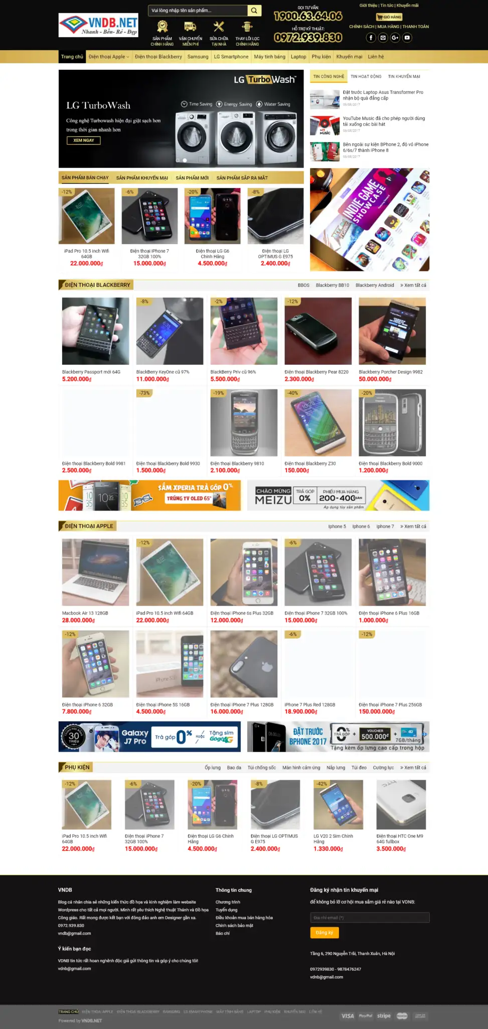Mẫu Website Bán Máy Móc Thiết Bị Điện Tử - Shop Online - Cài Đặt Sẵn