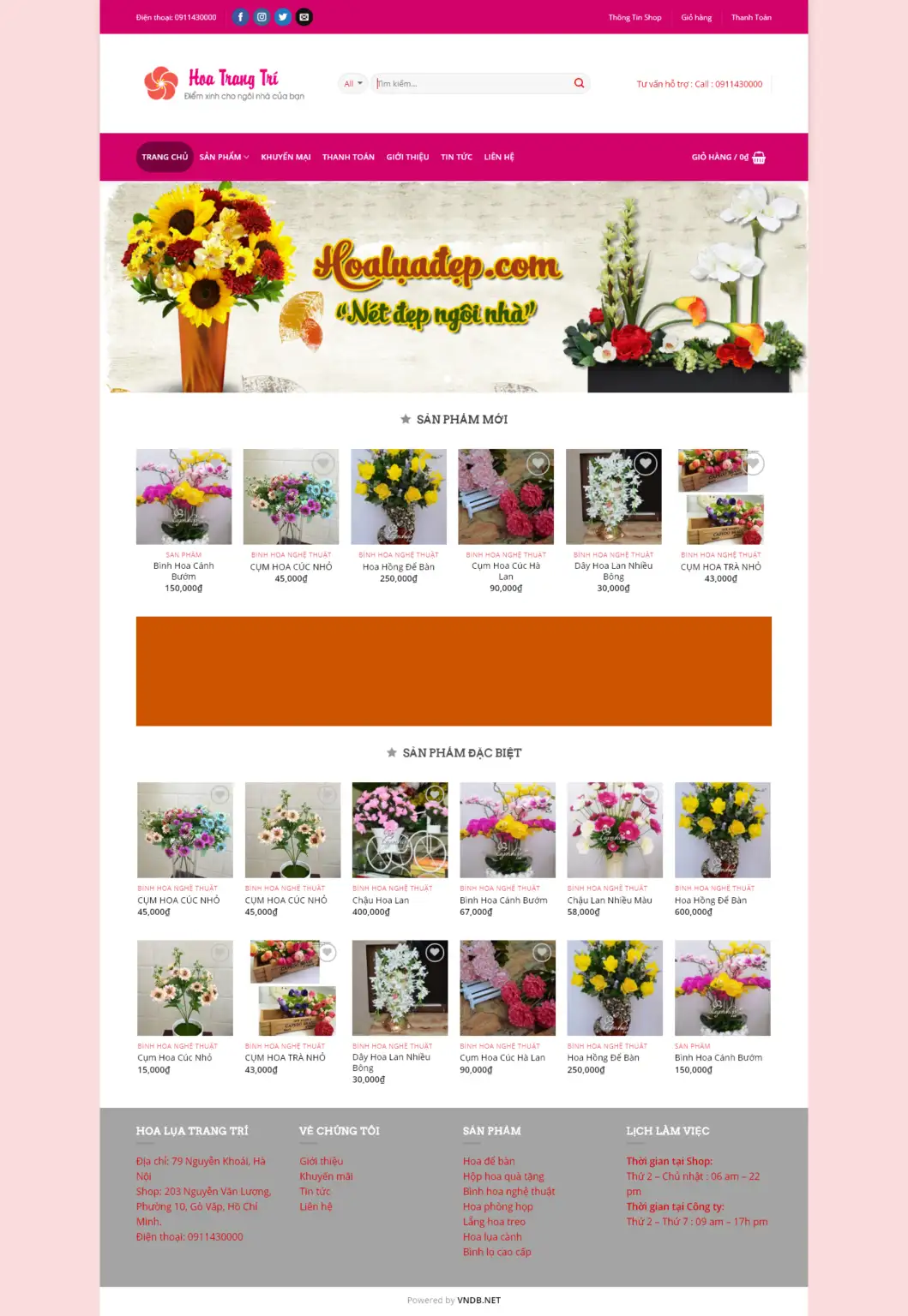 Mẫu Website Bán Hoa Handmade Trang Trí - Shop Online - Cài Đặt Sẵn