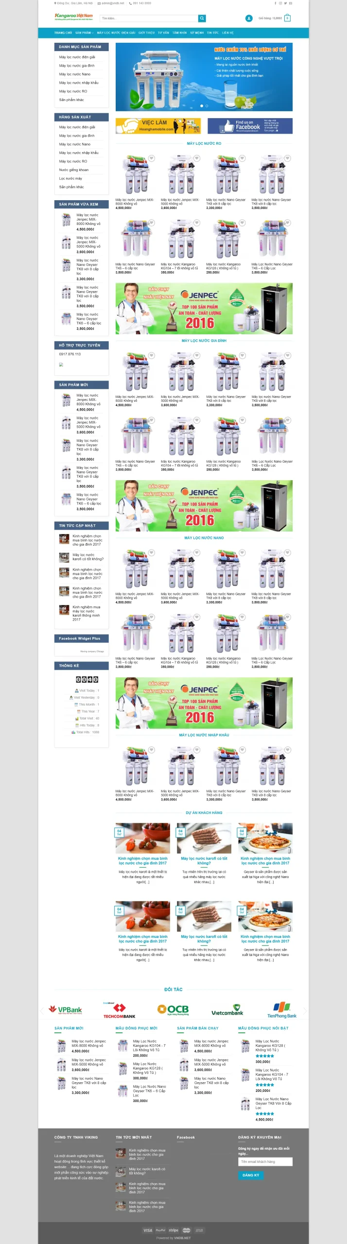 Mẫu Website Bán Máy Lọc Nước Phụ Kiện Lọc Nước - Shop Online - Cài Đặt Sẵn