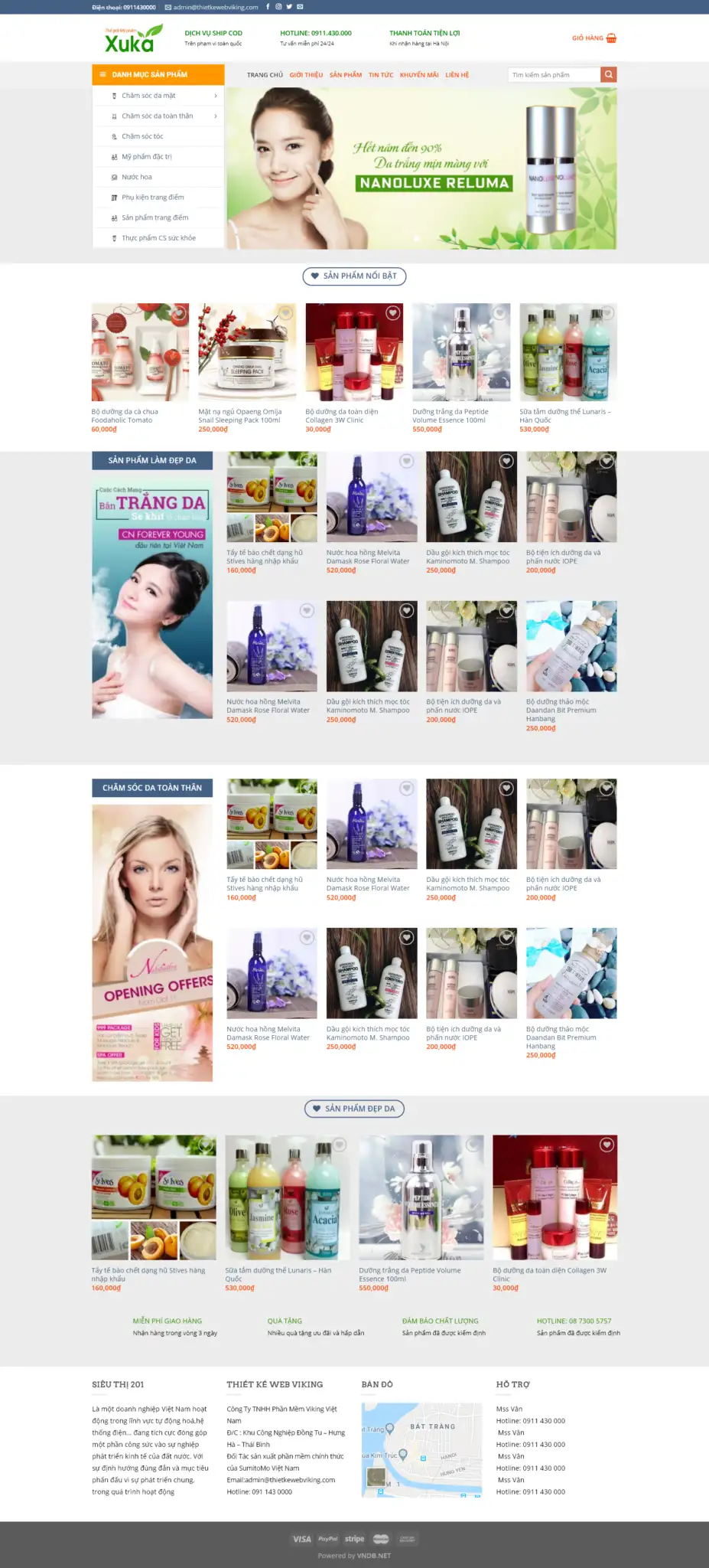 Mẫu Website Bán Mỹ Phẩm Chăm Sóc Sắc Đẹp - Shop Online - Cài Đặt Sẵn
