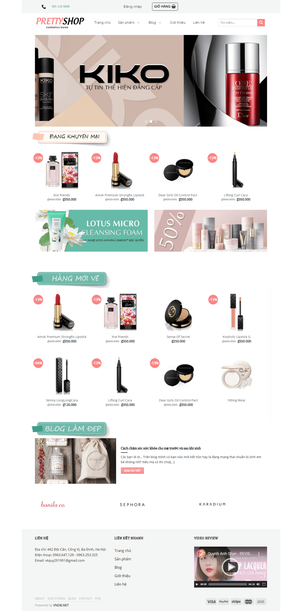 Mẫu Website Bán Mỹ Phẩm Trang Điểm 06 - Shop Online - Cài Đặt Sẵn