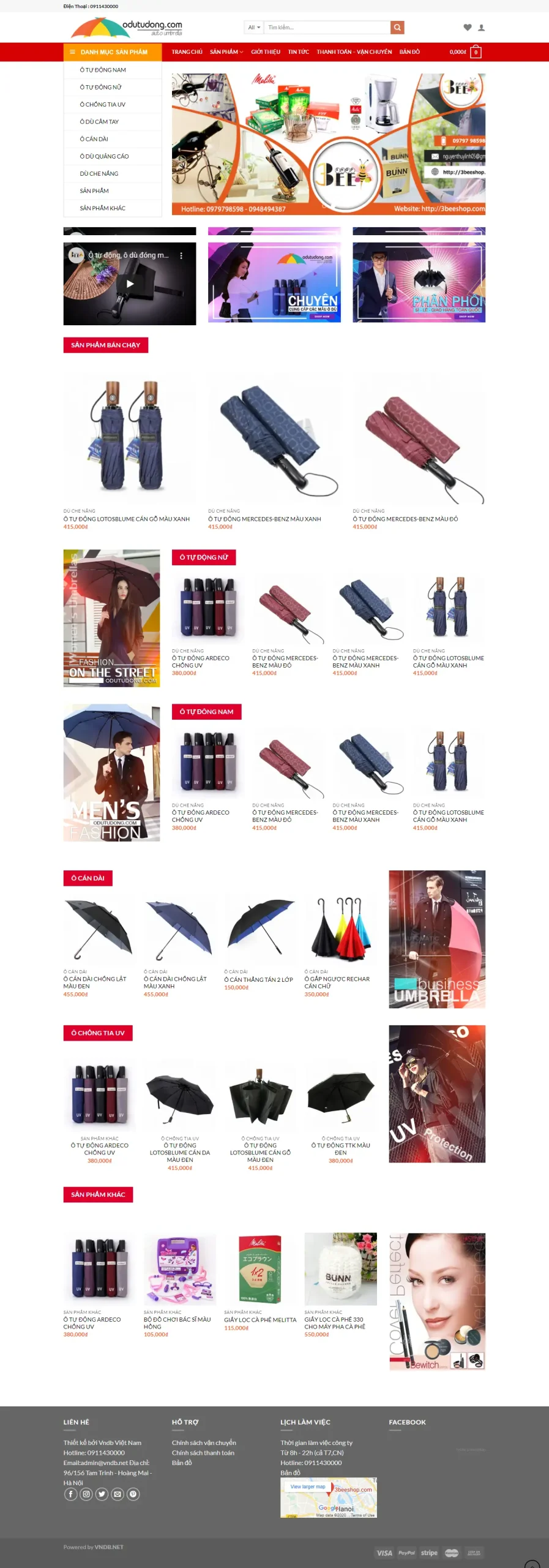 Mẫu Website Bán ô dù quần áo mưa - Shop Online - Cài Đặt Sẵn