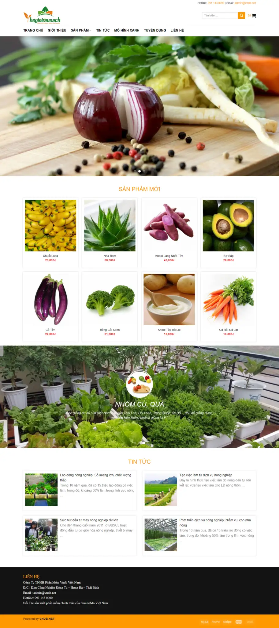 Mẫu Website Bán Rau Sạch Thực Phẩm - Shop Online - Cài Đặt Sẵn