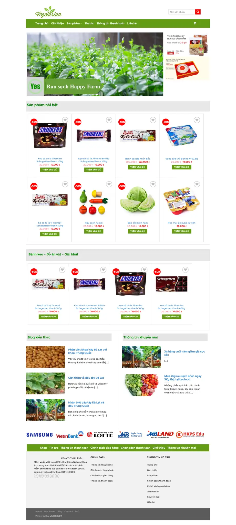 Mẫu Website Bán Rau Sạch Thực Phẩm Sạch - Shop Online - Cài Đặt Sẵn