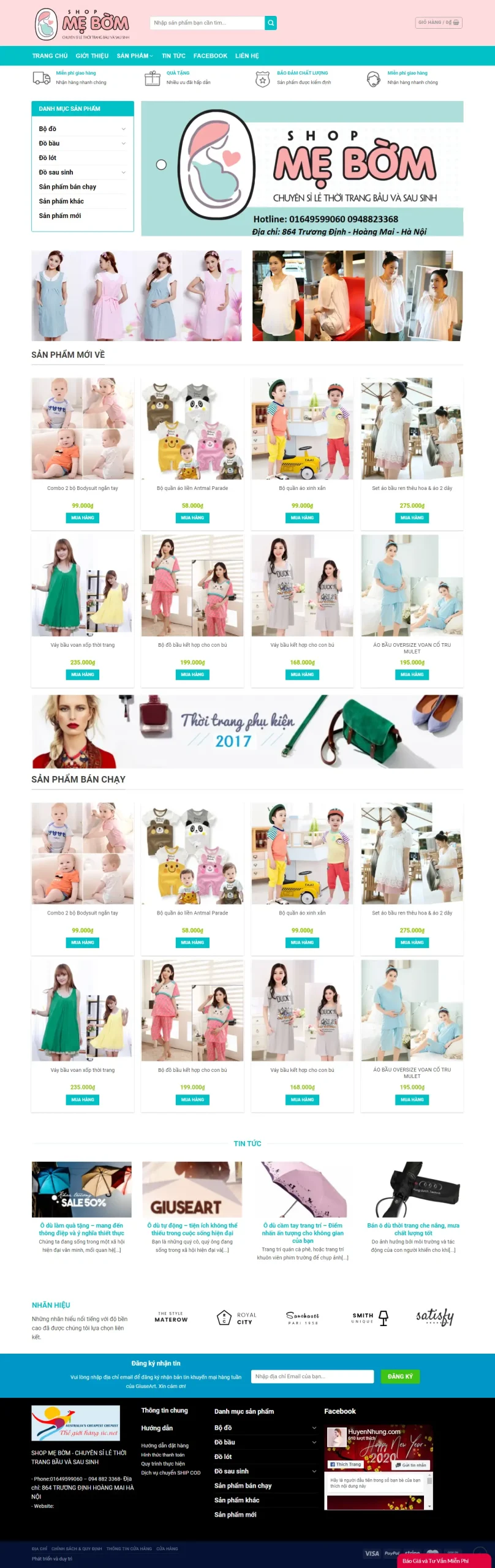 Mẫu Website Thời Trang Bầu Sau Sinh - Shop Online - Cài Đặt Sẵn