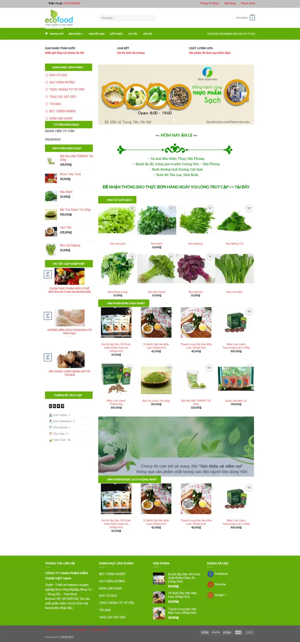 Mẫu Website Bán Thực Phẩm Thực Dưỡng - Shop Online - Cài Đặt Sẵn