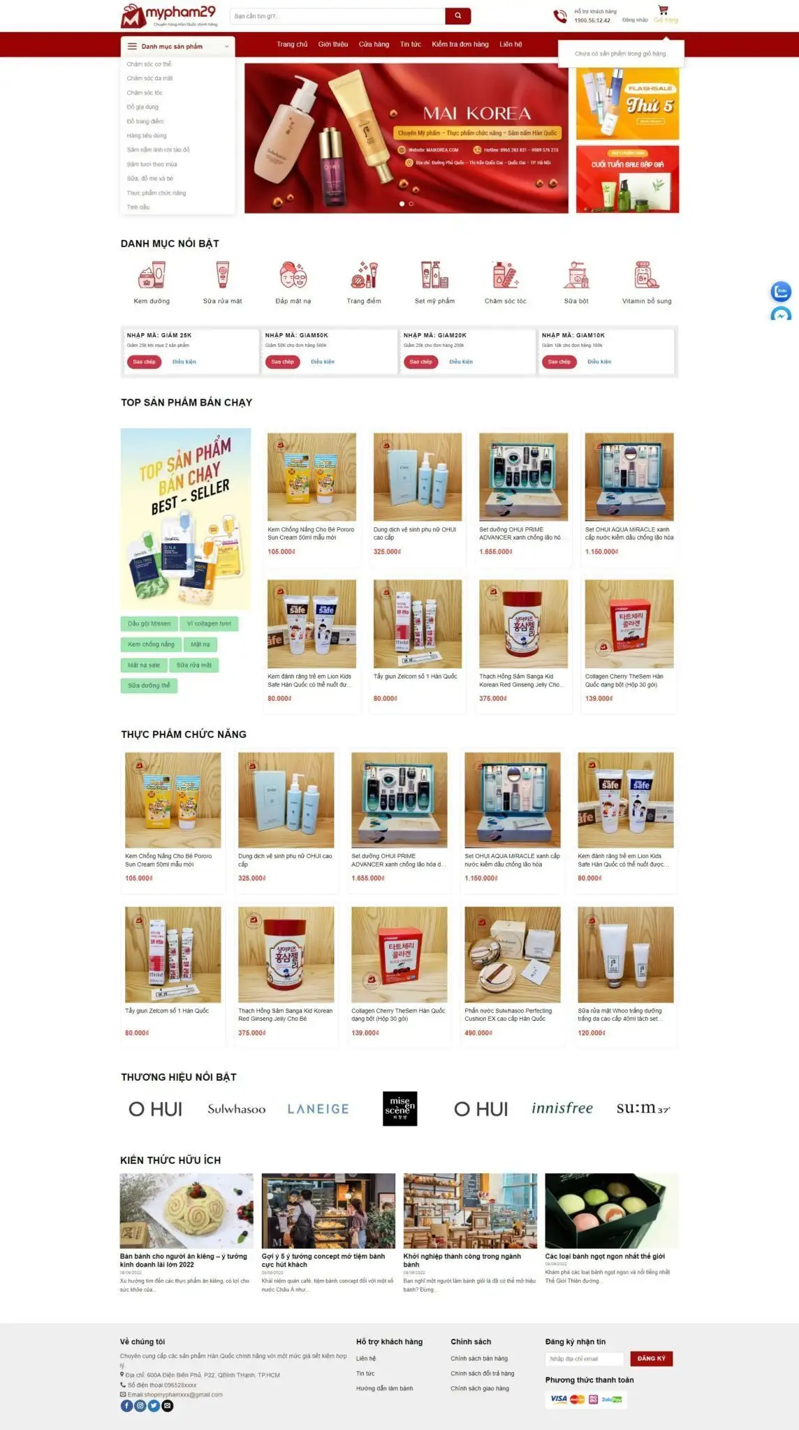 Mẫu Website Mỹ Phẩm - Thẩm Mỹ - Trang Điểm 02 - Shop Online - Cài Đặt Sẵn