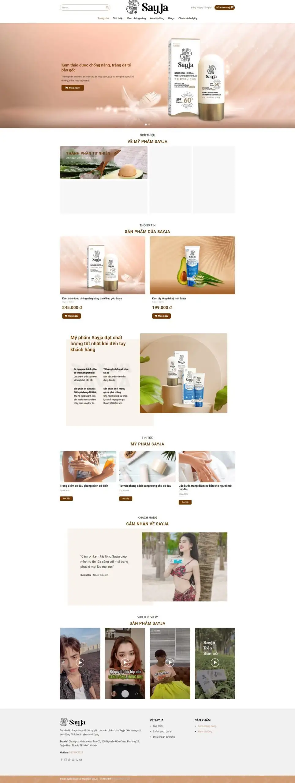 Mẫu Website Mỹ Phẩm - Thẩm Mỹ - Trang Điểm 03 - Shop Online - Cài Đặt Sẵn