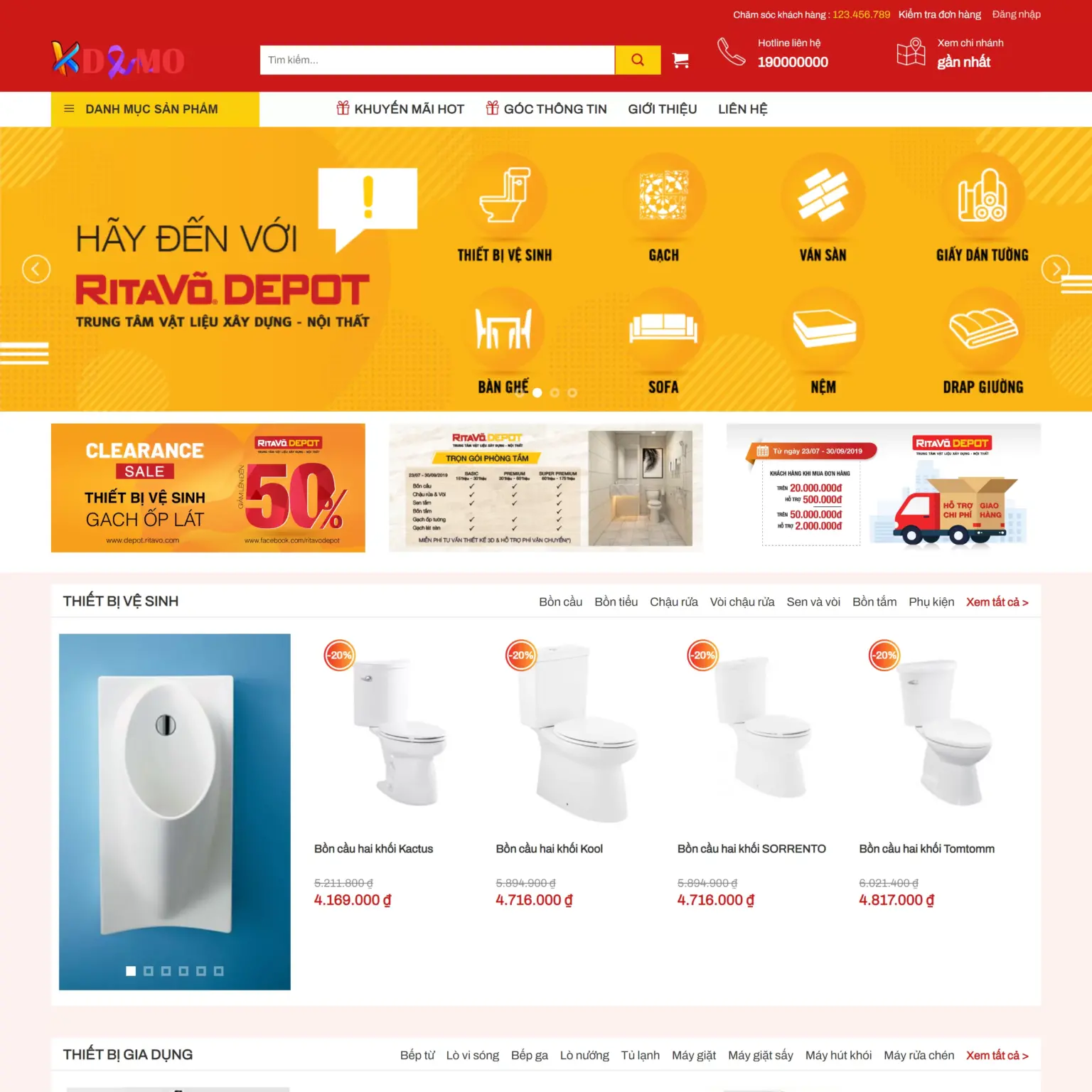 Mẫu Website Nội Thất - Thiết Bị Vệ Sinh - Shop Online - Cài Đặt Sẵn