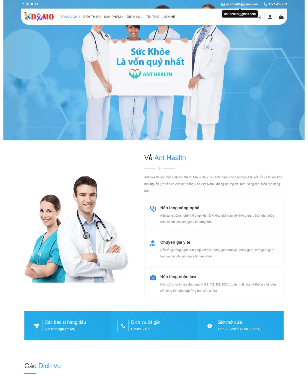 Mẫu Website Giới Thiệu Phòng Khám - Cài Đặt Sẵn