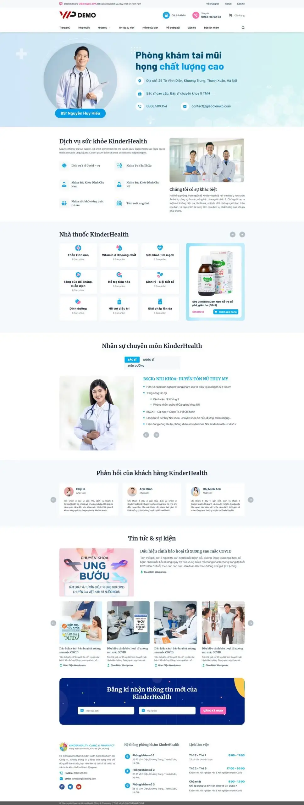 Mẫu Website Phòng Khám Y Tế Dược Phẩm 06 - Giới Thiệu Dịch Vụ - Cài Đặt Sẵn
