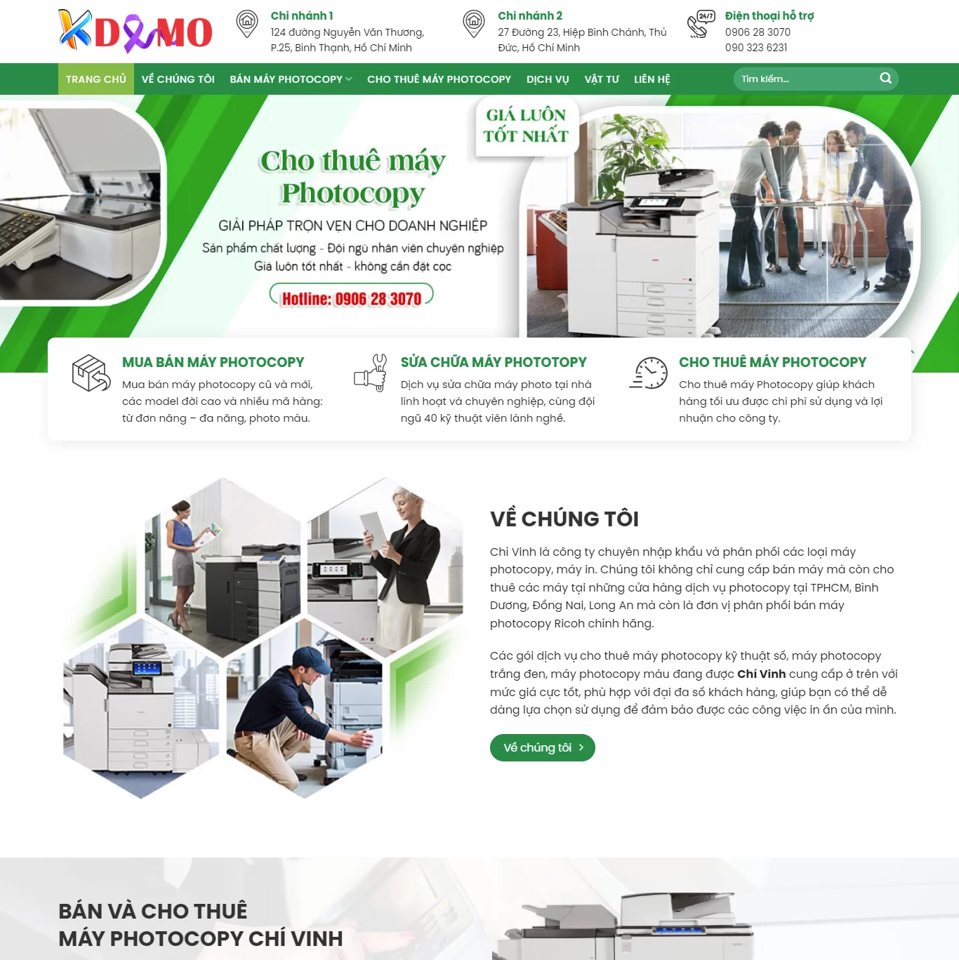 Mẫu Website Bán Và Cho Thuê Máy Photocopy - Cài Đặt Sẵn