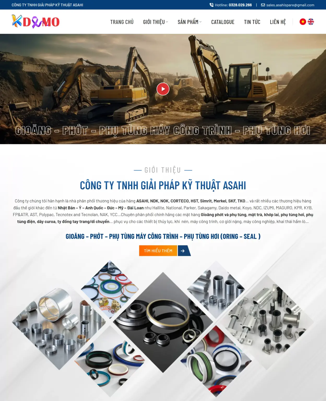 Mẫu Website Phụ Tùng Cơ Khí - Shop Online - Cài Đặt Sẵn