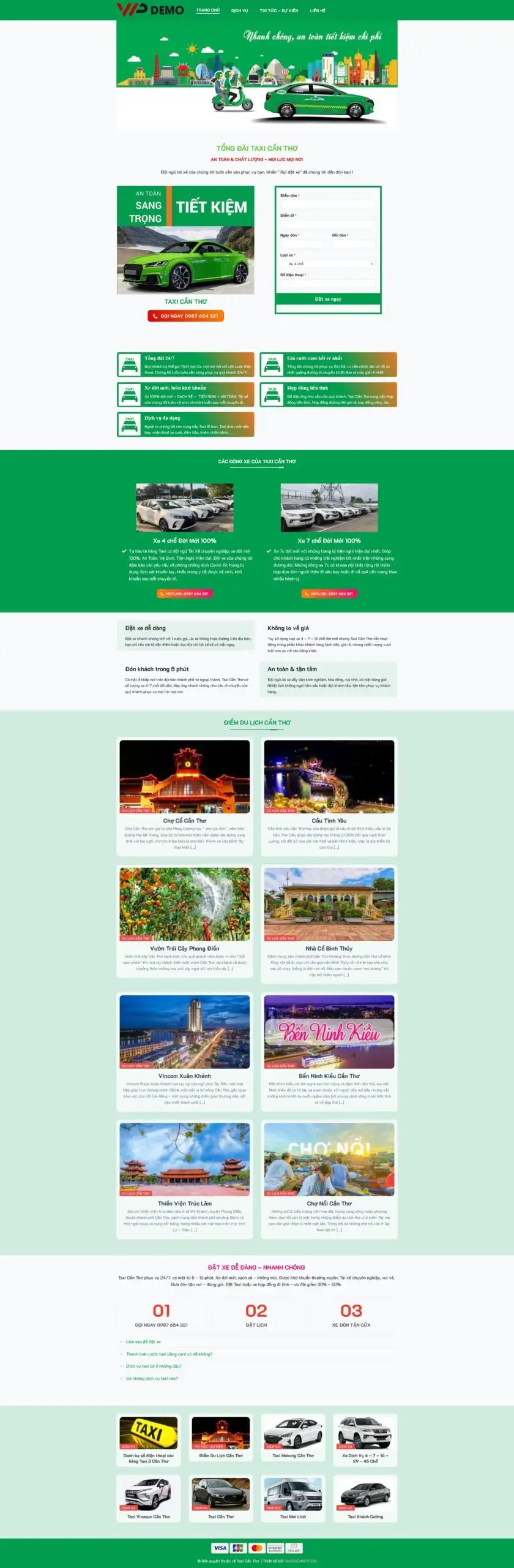 Mẫu Website Dịch Vụ Taxi Vận Chuyển - Cài Đặt Sẵn