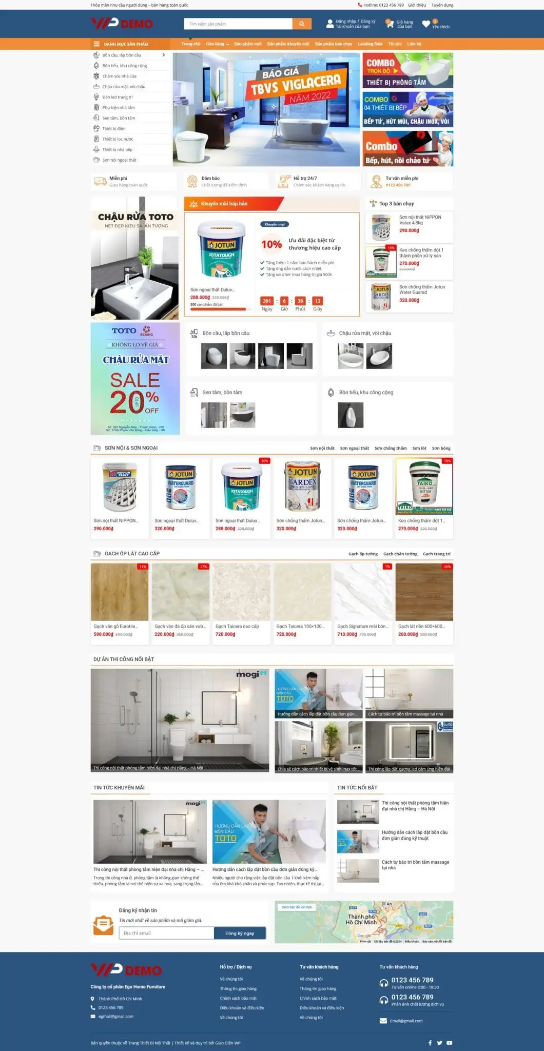 Mẫu Website Thiết Bị Vệ Sinh - Nhà Tắm - Shop Online - Cài Đặt Sẵn